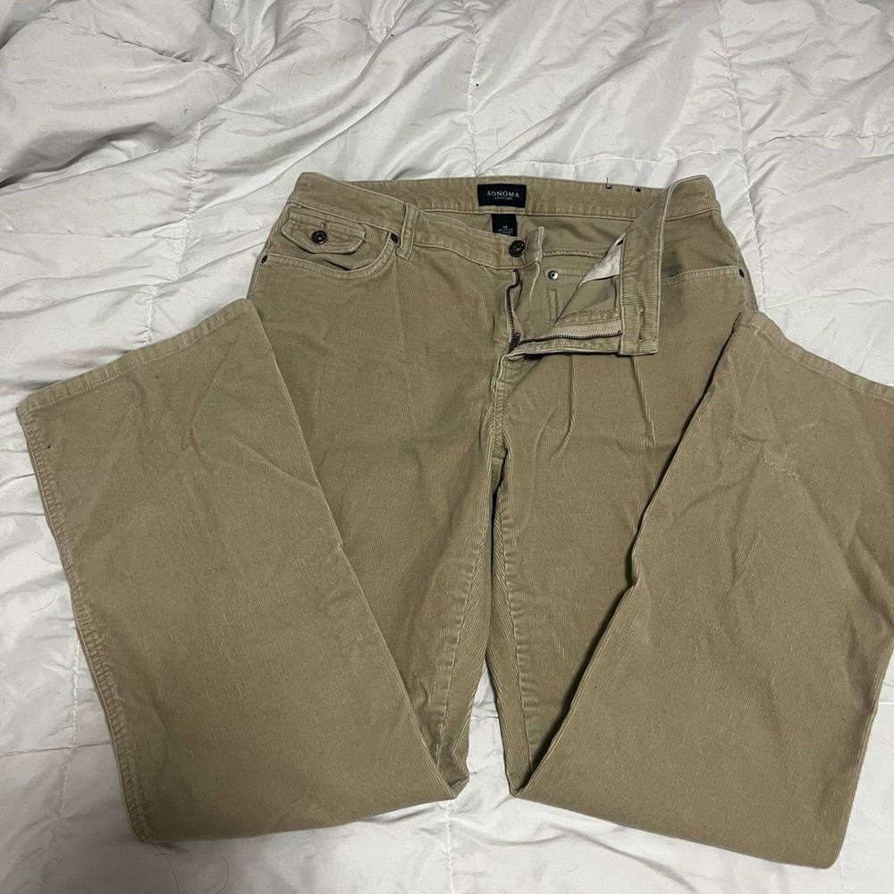 Khaki Corduroy Flares